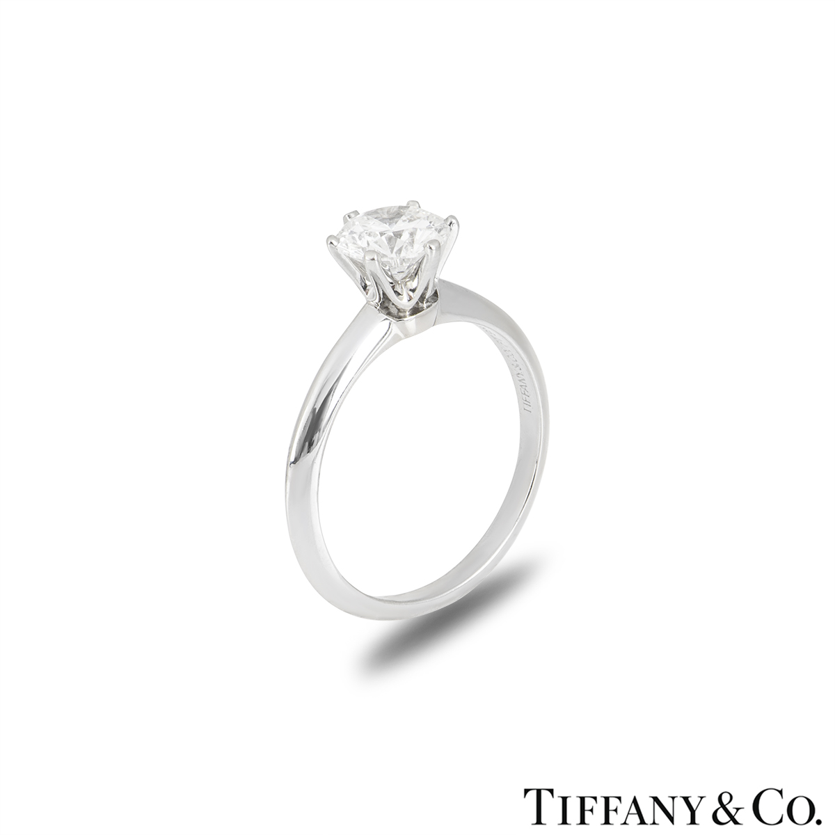 Tiffany & Co. Platinum Round Brilliant Cut Diamond Setting Ring 1.07ct E/VVS2